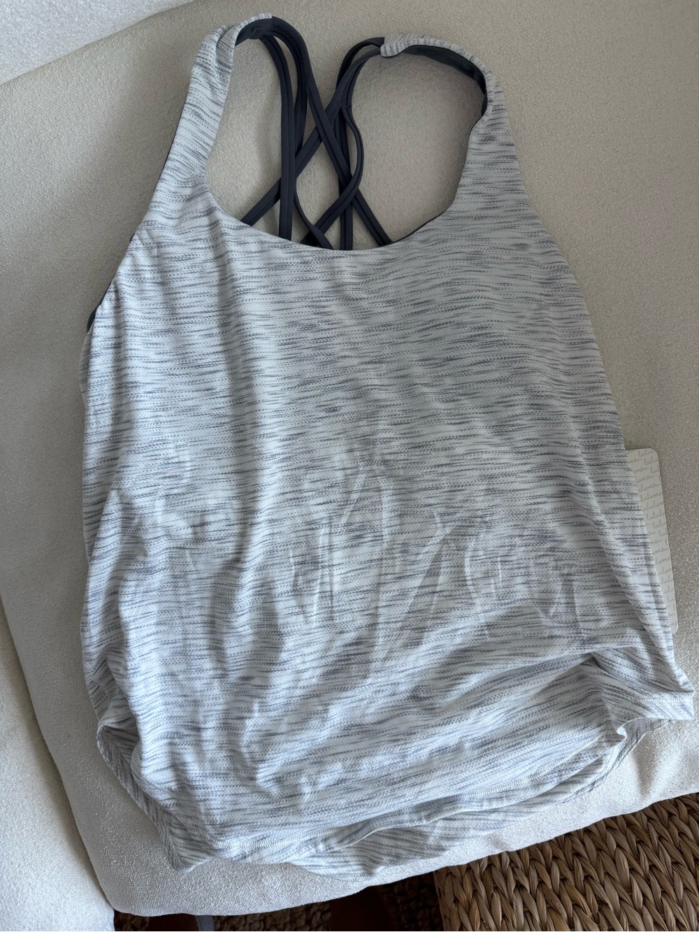 lululemon athletica Light Gray Striped Tank with Black Strappy Back